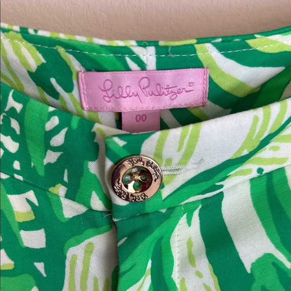 Lilly Pulitzer Green Wide Leg Pants Tropical Print - Picture 2 of 4